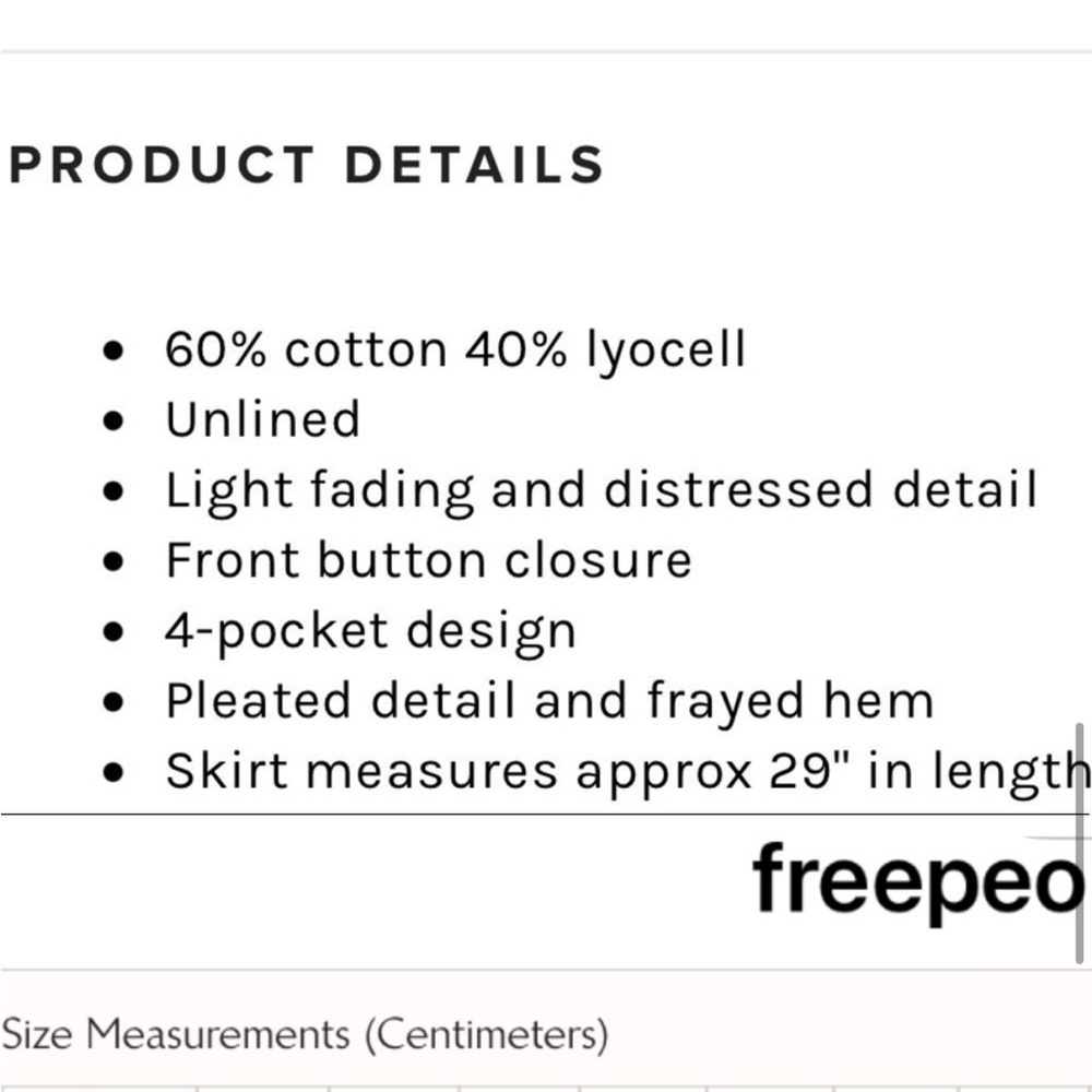 Free People Sidney Black washed denim midi skirt 25 NWOT - Picture 12 of 12